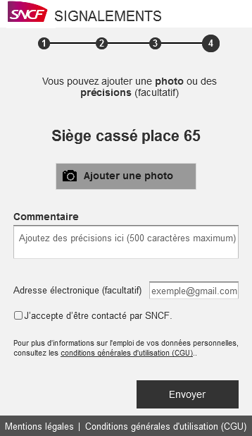 Wireframe de la page pour ajouter des précisions du site Propreté Confort